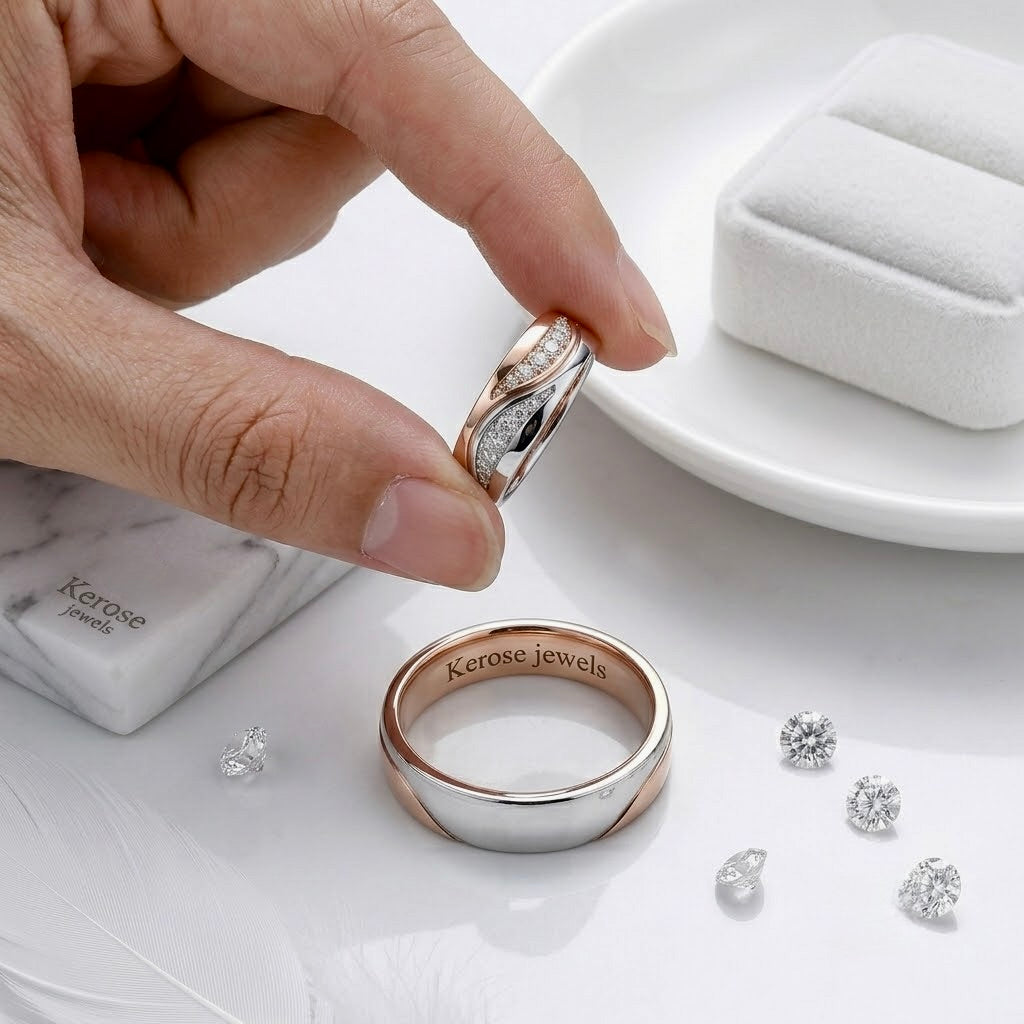 Harmony Dual-Tone Wedding Band Pair