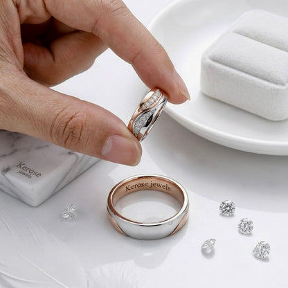 Harmony Dual-Tone Wedding Band Pair