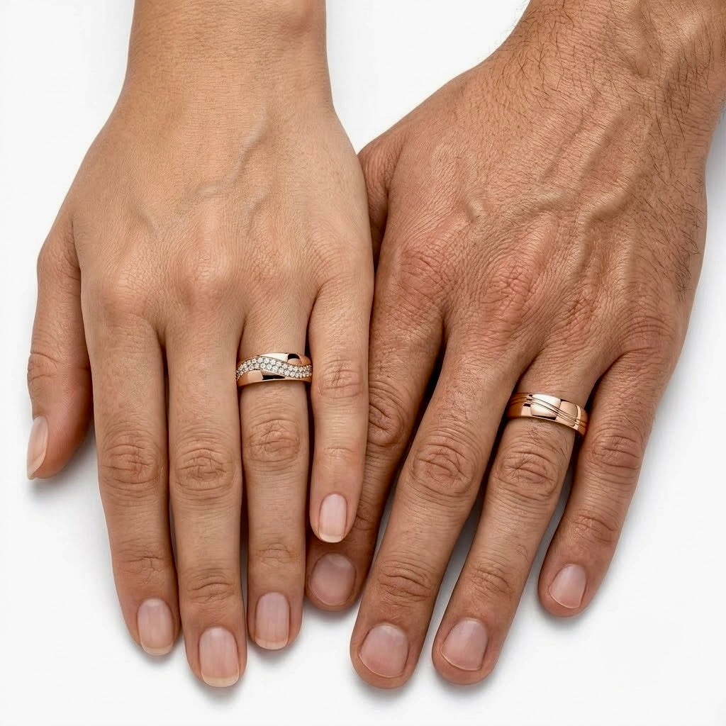 Serenity Rose Gold Wedding Band Pair