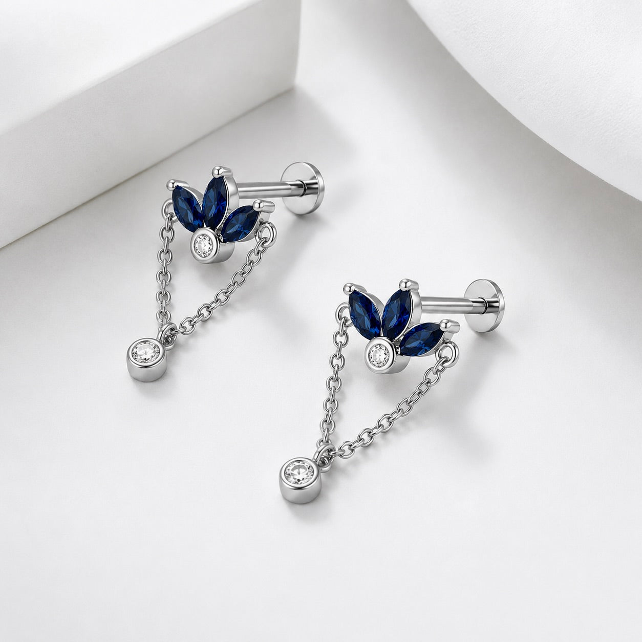 Sapphire Drop Stud Earrings