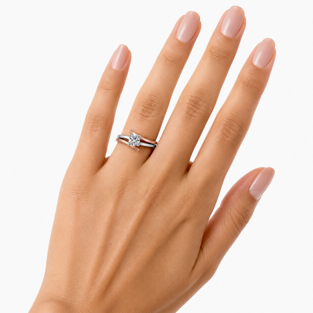 Duo-Tone Solitaire Ring