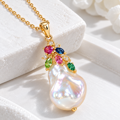 Floral Baroque Pearl Pendant