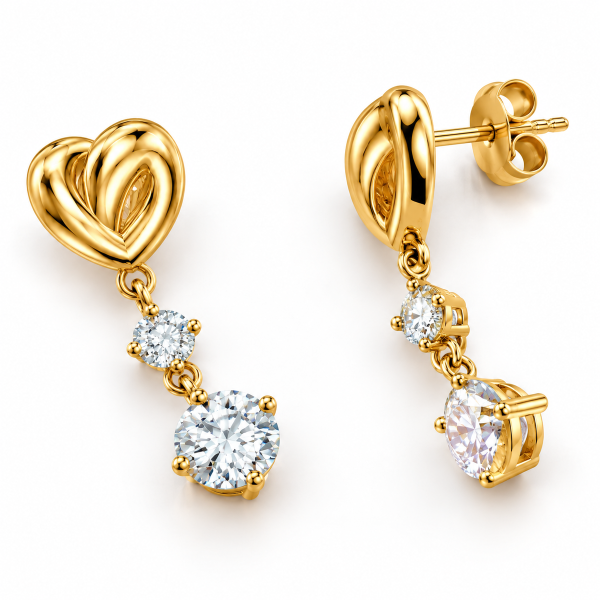 Interlocking Heart Drop Earrings