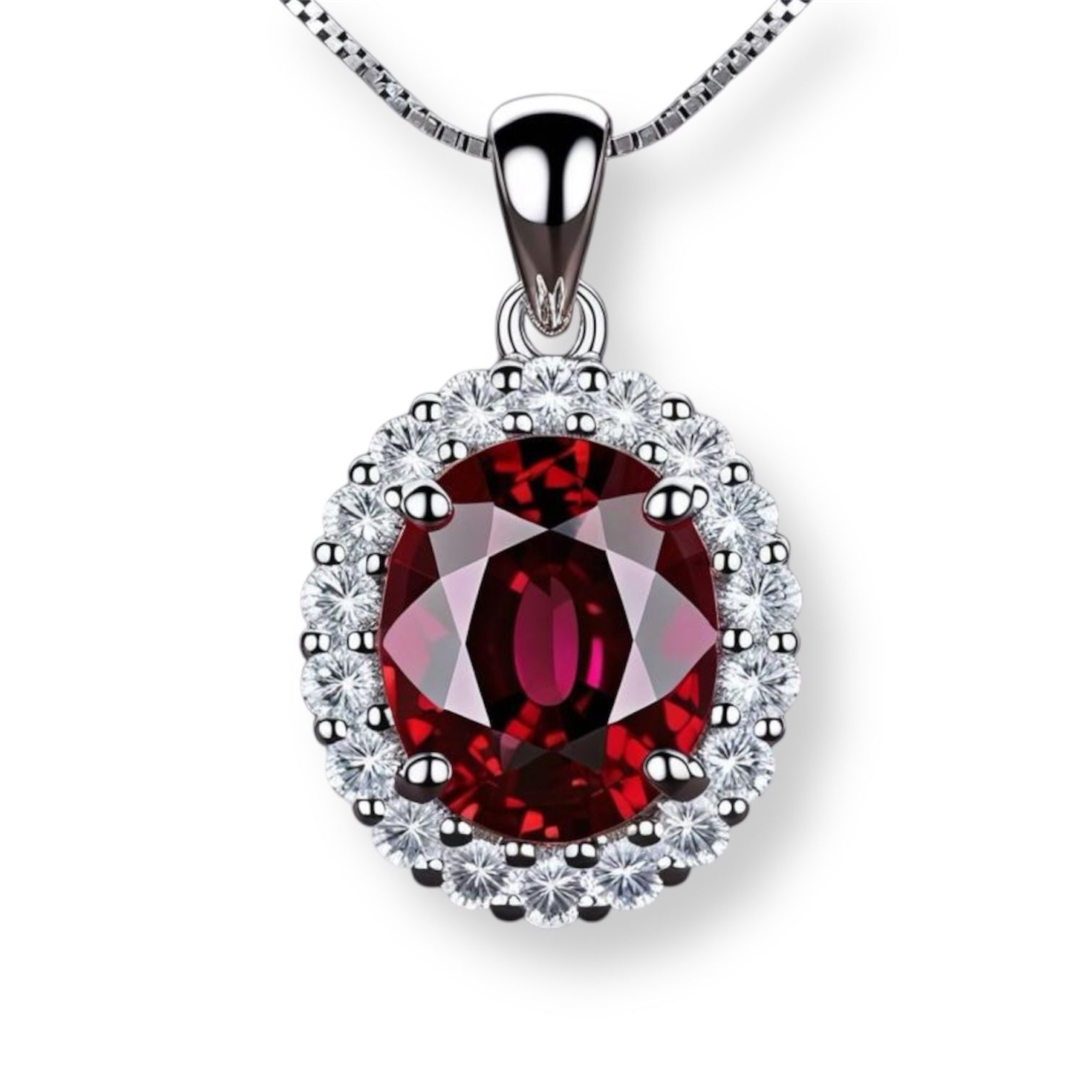 Ruby oval With Diamond Pendent